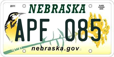 NE license plate APF085