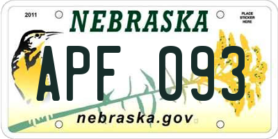 NE license plate APF093