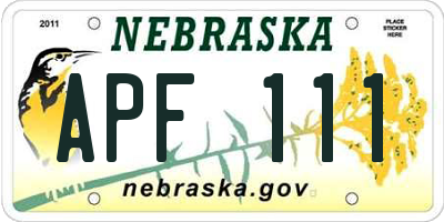 NE license plate APF111