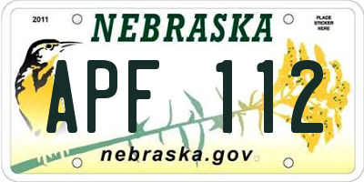 NE license plate APF112