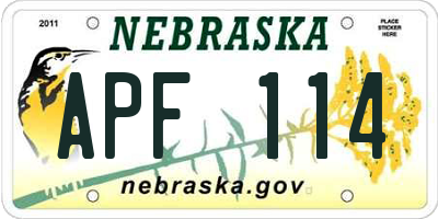 NE license plate APF114