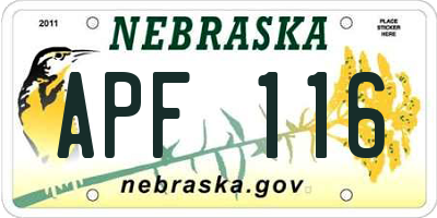 NE license plate APF116