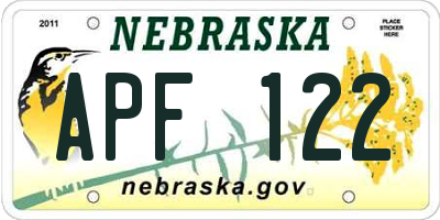 NE license plate APF122