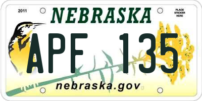 NE license plate APF135