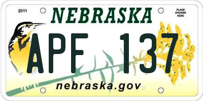 NE license plate APF137