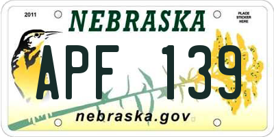 NE license plate APF139