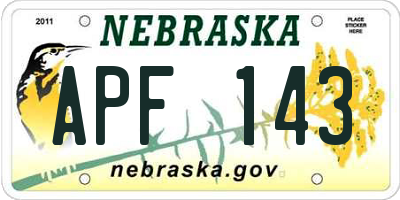 NE license plate APF143