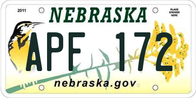 NE license plate APF172