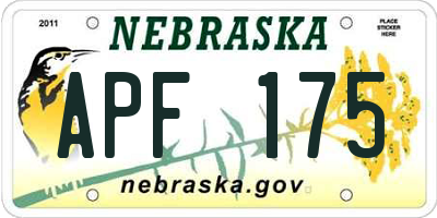 NE license plate APF175