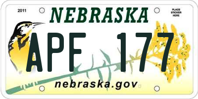 NE license plate APF177