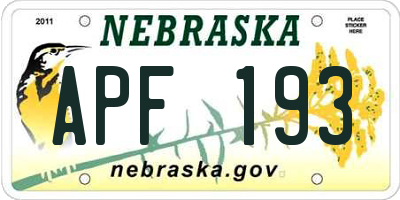 NE license plate APF193