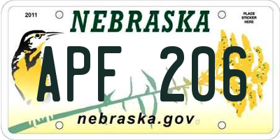 NE license plate APF206