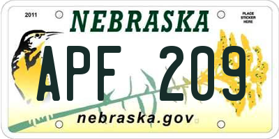 NE license plate APF209