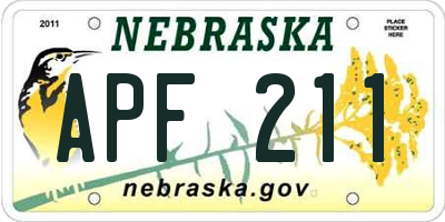 NE license plate APF211