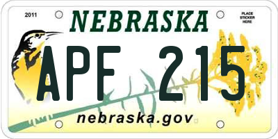 NE license plate APF215