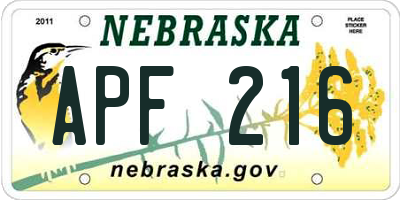 NE license plate APF216