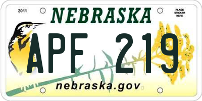NE license plate APF219