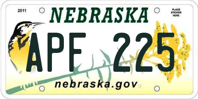 NE license plate APF225