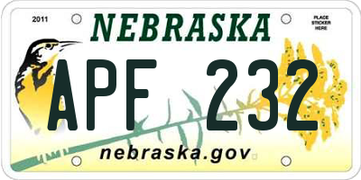 NE license plate APF232