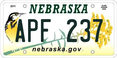 NE license plate APF237
