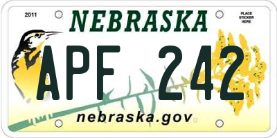 NE license plate APF242