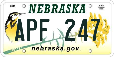 NE license plate APF247