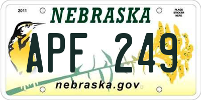 NE license plate APF249
