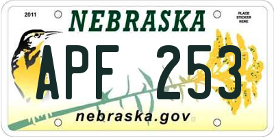 NE license plate APF253
