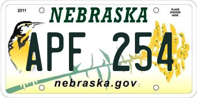 NE license plate APF254