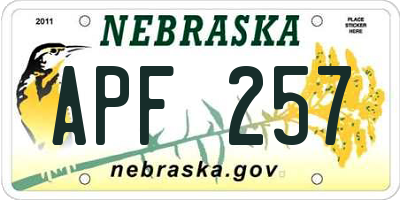 NE license plate APF257