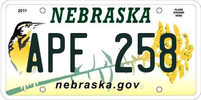 NE license plate APF258