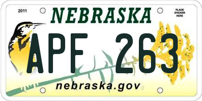 NE license plate APF263