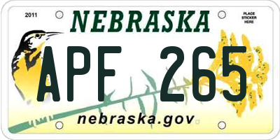 NE license plate APF265