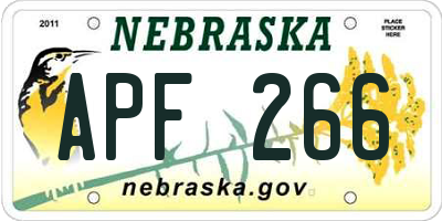 NE license plate APF266