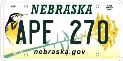 NE license plate APF270