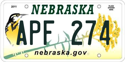 NE license plate APF274