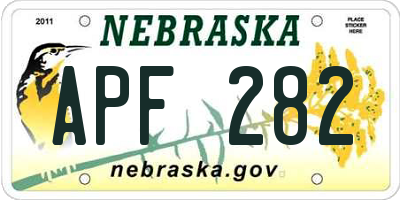 NE license plate APF282