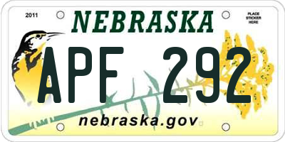 NE license plate APF292