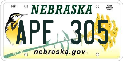 NE license plate APF305
