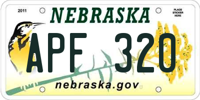 NE license plate APF320