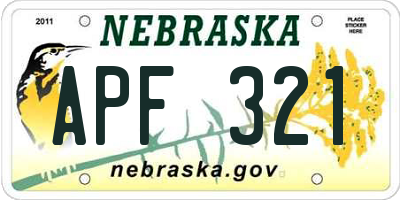 NE license plate APF321