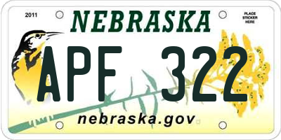 NE license plate APF322