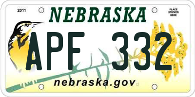 NE license plate APF332