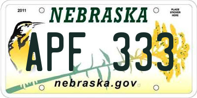 NE license plate APF333