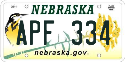 NE license plate APF334