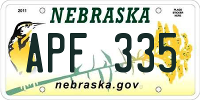 NE license plate APF335