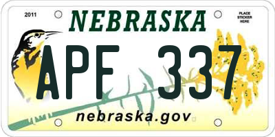 NE license plate APF337