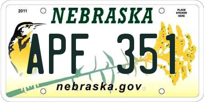 NE license plate APF351