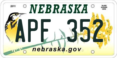 NE license plate APF352