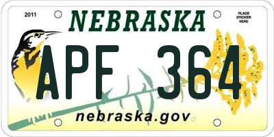 NE license plate APF364